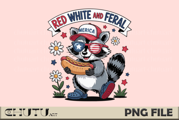 Feral Raccoon PNG: Unleashing Patriotic Chaos for Your Summer Designs