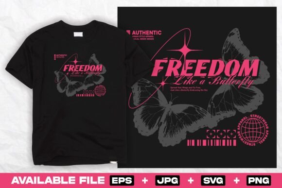 Freedom Butterfly Streetwear: A Vector Design for Bold Urban Statements