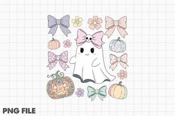 Ghost with Bow Decor Sublimation Design: A Touch of Whimsy